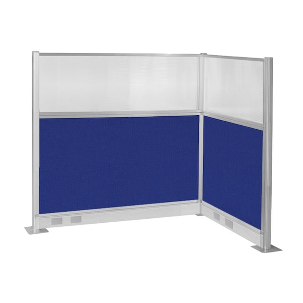 Pre-Configured Hush Panel Electric Cubicle (L Shape) 6' x 4' w/ Window Royal Blue Fabric